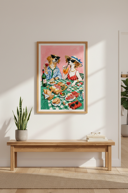 Eclectic Vibrant Dogs Wall Art Print | Dining Room Decor | Funky Chic Poster