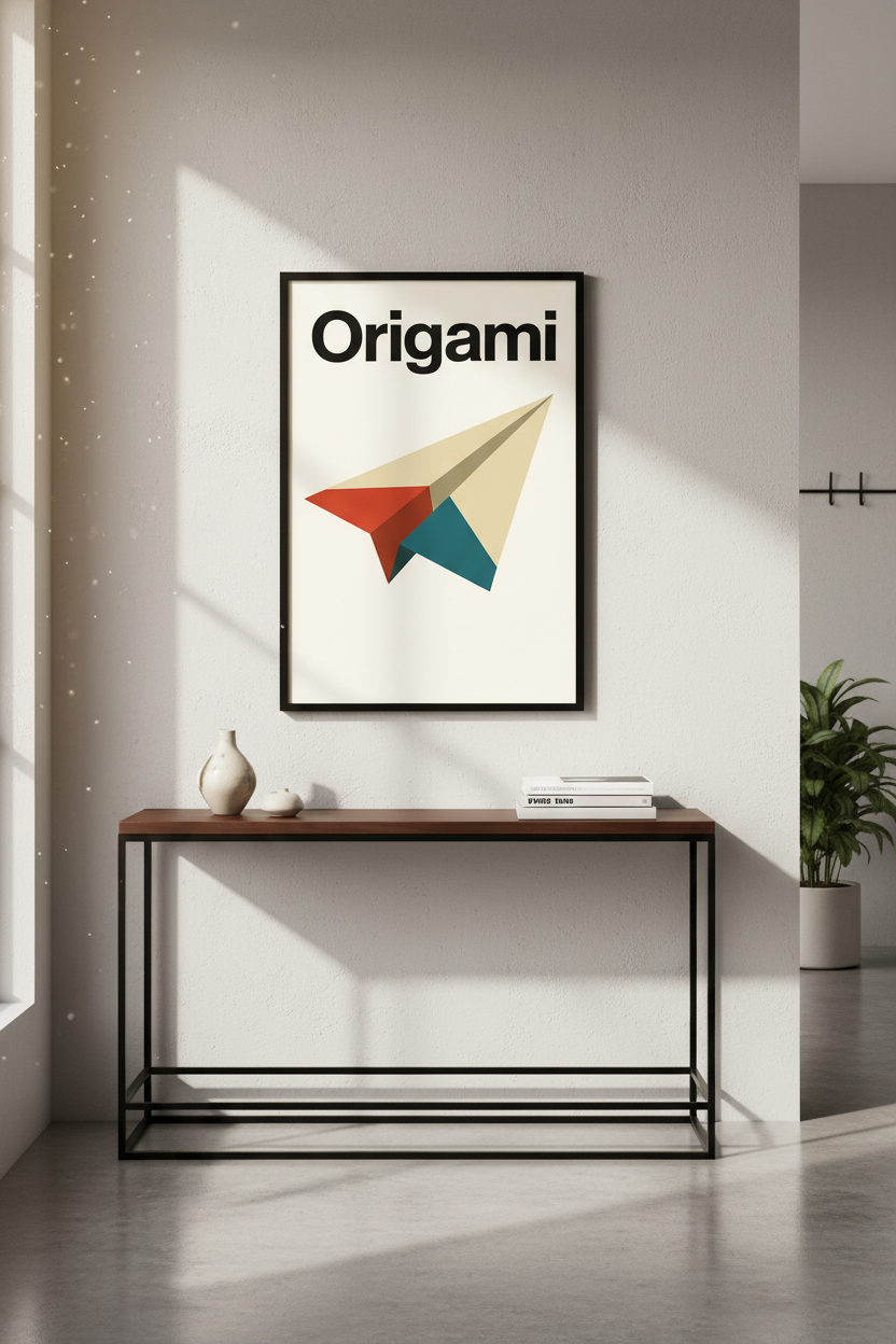 Minimalist Origami Paper Plane Wall Art Print | Mid-Century Modern Kids Room Decor | Abstract Geometric Poster Gift