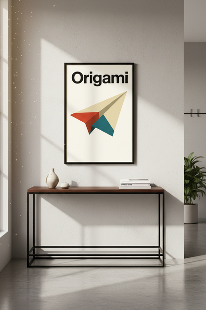 Minimalist Origami Paper Plane Wall Art Print | Mid-Century Modern Kids Room Decor | Abstract Geometric Poster Gift