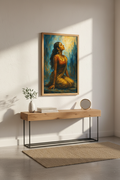 Abstract Impressionist Woman Portrait Wall Art Print | Boho Bedroom Decor | Spiritual Aesthetic Poster | Indian Woman Art