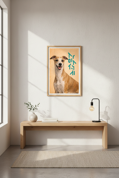 Minimalist Dog Wall Art Print | Pet Lover Decor | Modern Japandi Poster | Framed Animal Artwork | Ready to Hang Gift