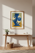 Abstract Mid Century Vase Framed Wall Art | Living Room Decor | Bohemian Aesthetic Poster | Modern Blue Home Decor