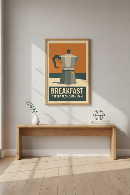 Retro Coffee Moka Pot Kitchen Wall Art Print | Dining Room Decor | Mid-Century Modern Minimalist Boho Poster