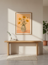Minimalist Floral Wall Art Print | Boho Bedroom Decor | Framed Botanical Poster | Yellow Orange Aesthetic Ready to Hang