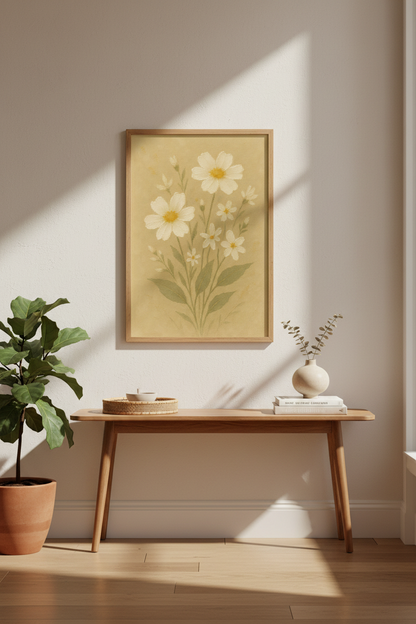 Impressionist White Daisy Floral Wall Art Print | Boho Bedroom Decor | Rustic Farmhouse Flower Poster | Botanical Gallery Wall