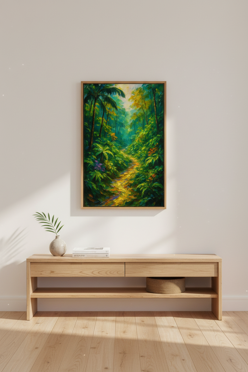 Impressionist Jungle Wall Art Print | Tropical Forest Decor | Vibrant Nature Aesthetic Poster