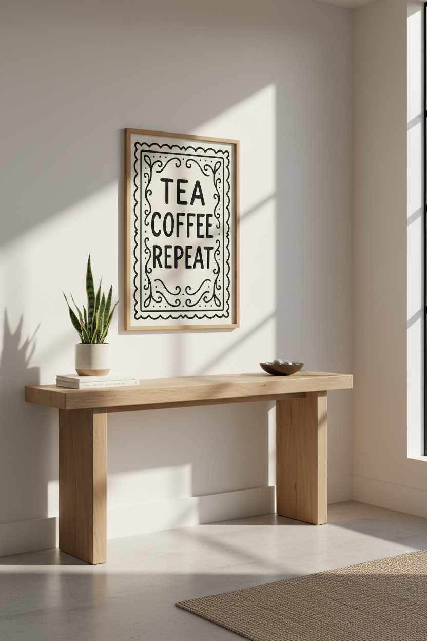 Minimalist Typography Wall Art Print | Kitchen Decor | Coffee Bar Poster | Tea Sayings | Printable Art | Funny Home Gift