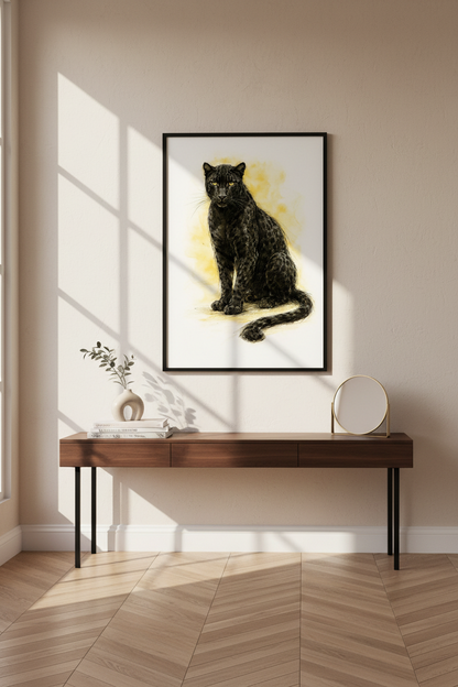 Black Panther Wall Art Print | Majestic Big Cat Portrait | Wildlife Animal Home Decor | Unique Leopard Poster