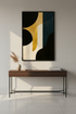 Abstract Art Deco Geometric Wall Art Print | Modern Living Room Decor | Mid-Century Aesthetic Poster | Black Gold Curves