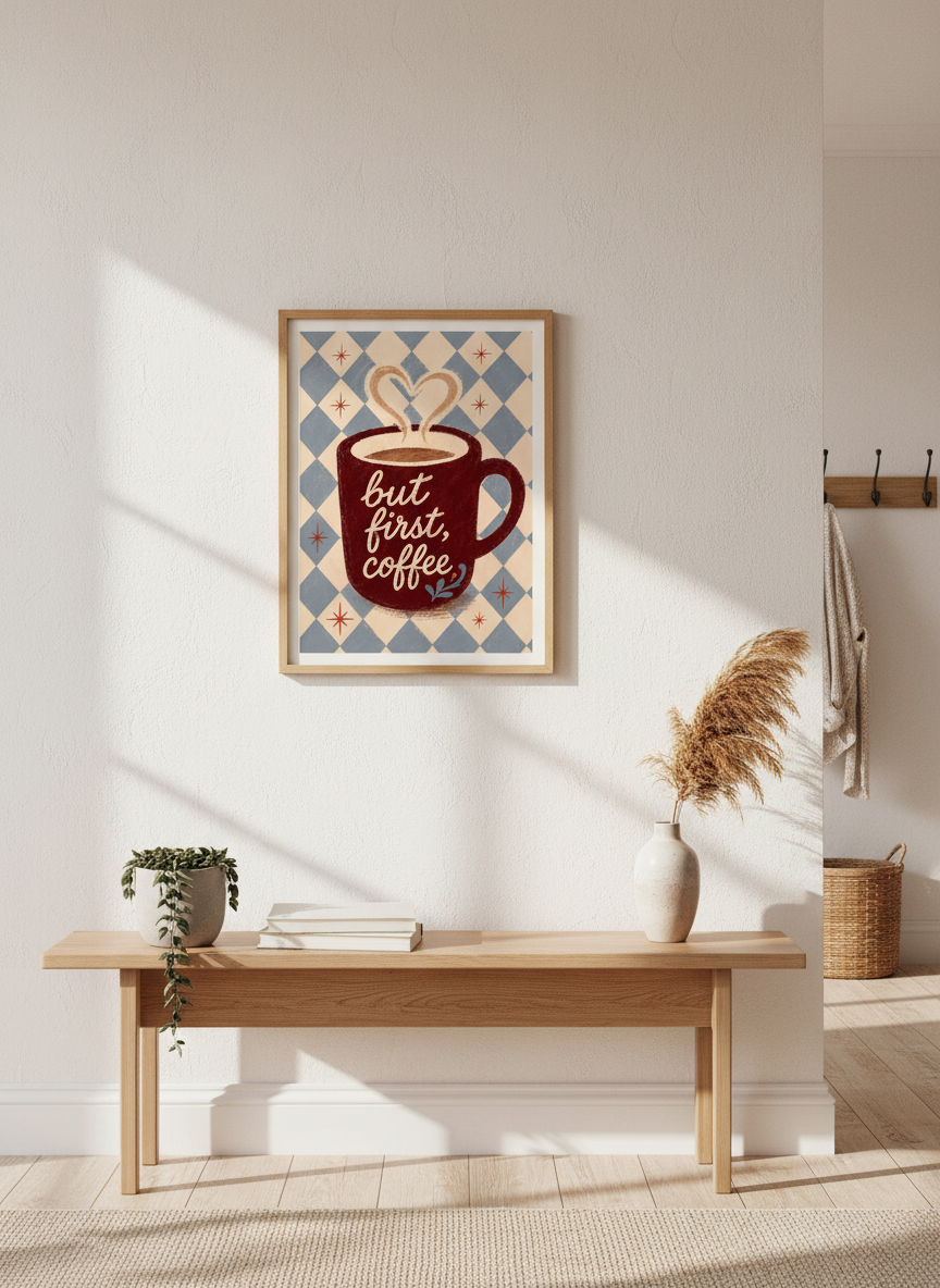 Retro Coffee Art Print | Kitchen Decor, Aesthetic Cafe Lover Gift, Vintage Coffee Poster