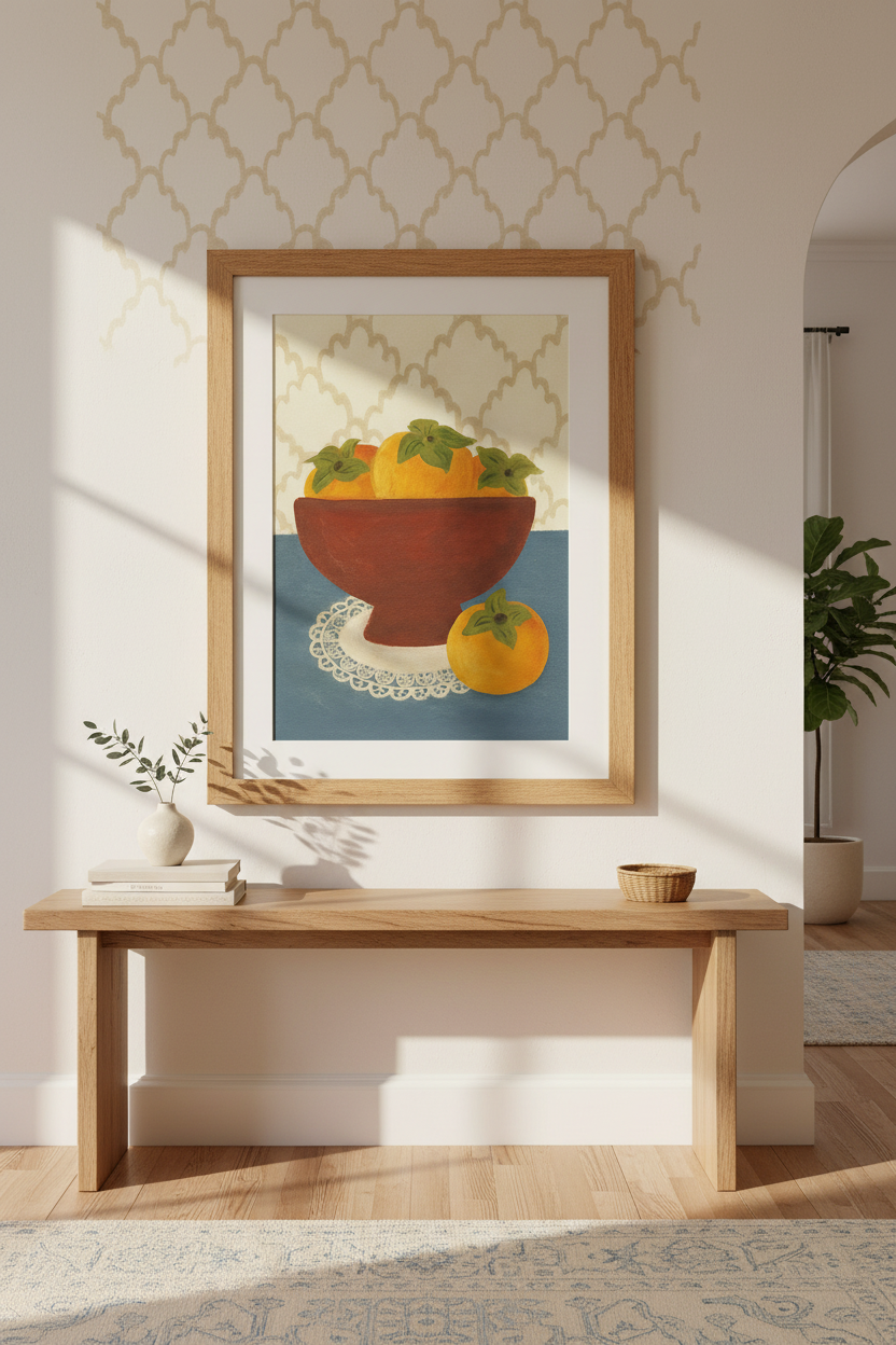 Abstract Still Life Fruit Wall Art Print | Kitchen Dining Room Decor | Cottagecore Aesthetic Framed Poster