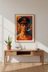 Impressionist Female Portrait Wall Art | Vibrant Smoking Woman Framed Print | Bold Home Decor | Eclectic Poster