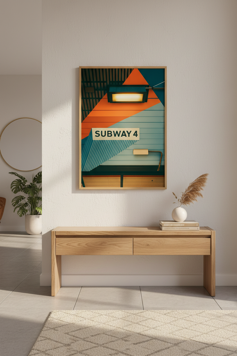 Abstract Subway Wall Art Print | Modern Home Decor | Industrial Framed Poster | Retro Color Aesthetic Ready to Hang