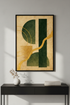 Abstract Geometric Wall Art Print | Modern Emerald Gold Living Room Decor | Mid Century Mustard Sage Poster