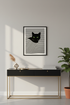 Minimalist Black Cat Wall Art Print, Peeking Cat Poster, Modern Nursery Decor, Black and White Aesthetic, Pet Lover Gift