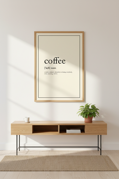 Minimalist Coffee Definition Wall Art Print | Kitchen Coffee Nook Decor | Humorous Quote Poster | Gift for Coffee Lover