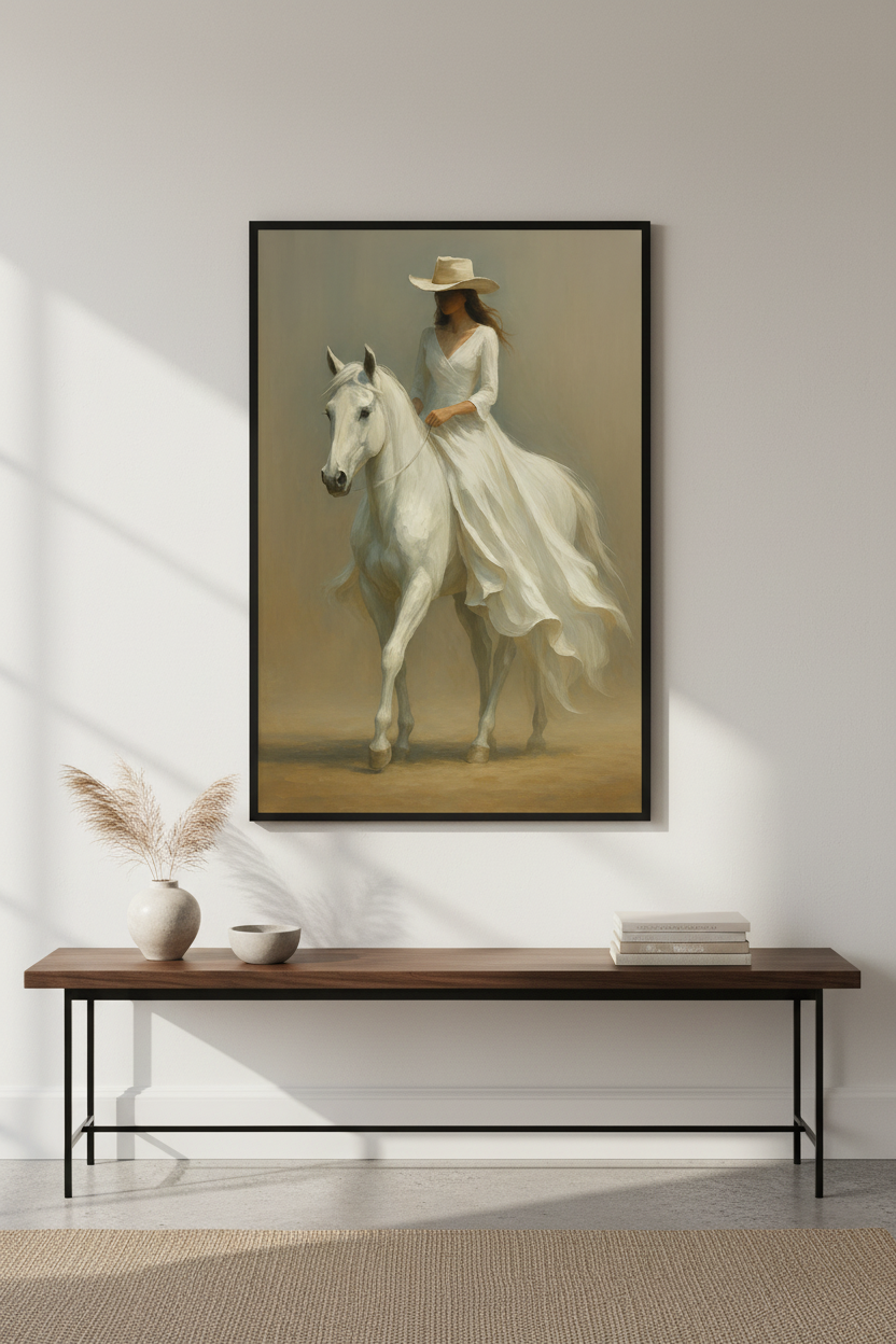 Minimalist Western Cowgirl Wall Art Print | Boho Bedroom Decor | Rustic Farmhouse Poster Gift | Digital or Framed Print
