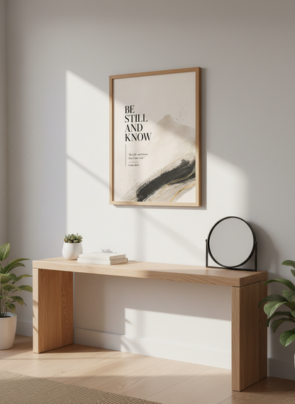Be Still And Know Psalm 46:10 Wall Art Print | Minimalist Christian Decor