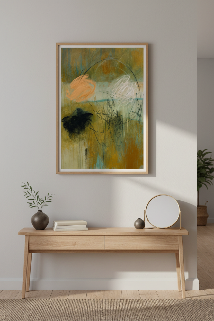 Abstract Expressionist Framed Wall Art Print | Modern Living Room Decor | Organic Aesthetic Poster