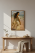 Oil Painting Woman Beach Wall Art | Serene Coastal Decor | South Asian Aesthetic Poster Print | Framed Unframed Digital
