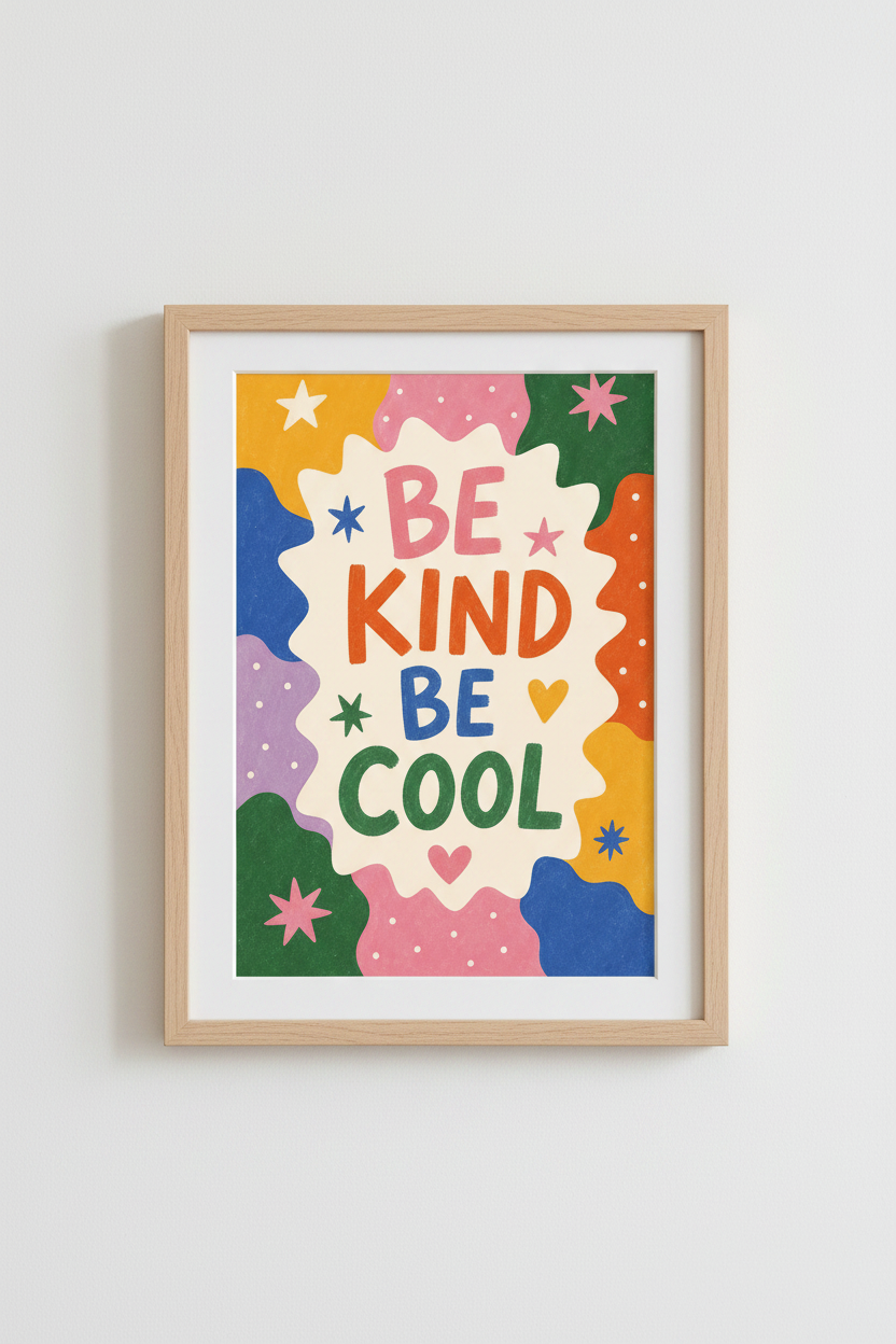 Colorful Wall Poster | Retro Typography, Bright Palette | Living Room Decor