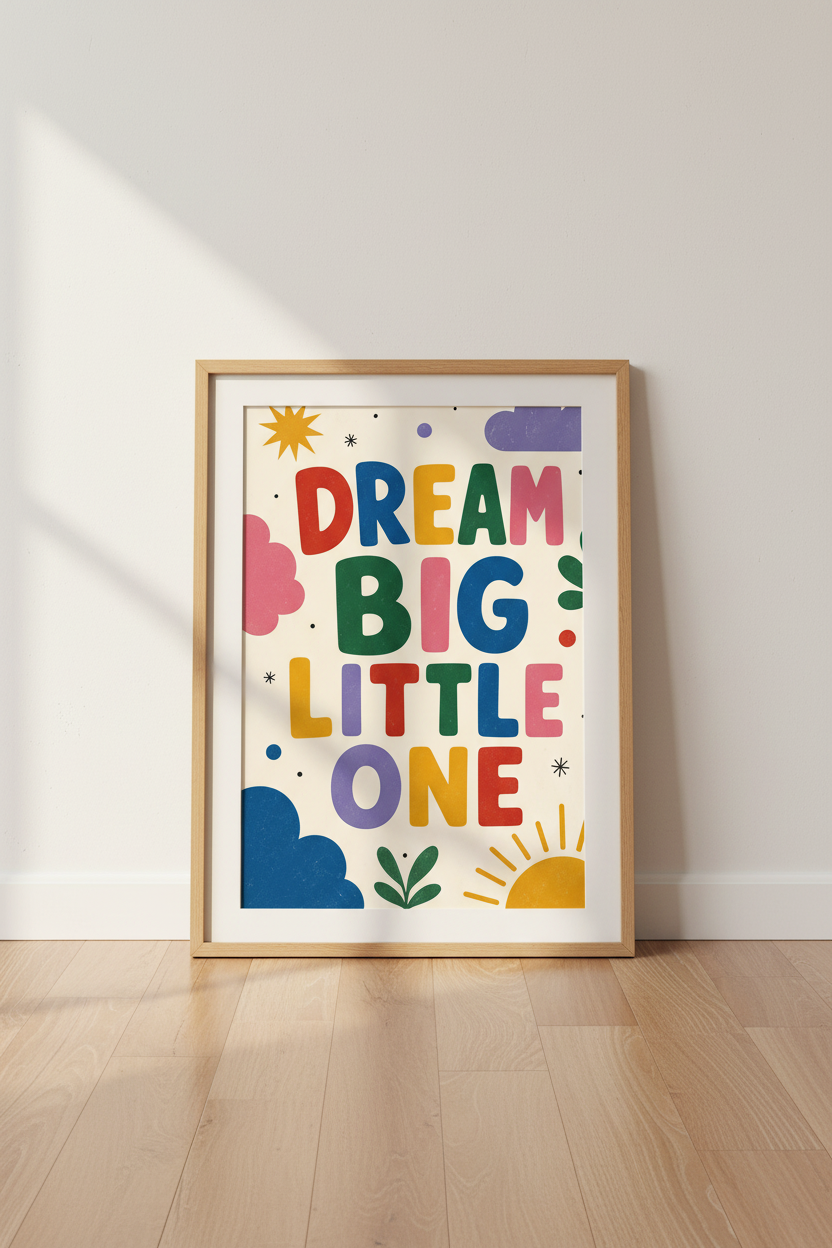 Dream Big Little One Wall Art | Colorful Nursery Decor | Kid&