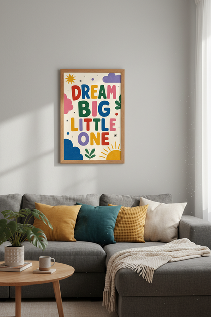 Dream Big Little One Wall Art | Colorful Nursery Decor | Kid&
