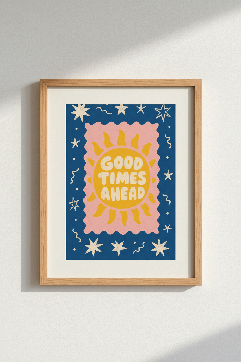 Sunburst Wall Art Print | Living Room Decor | Retro Poster