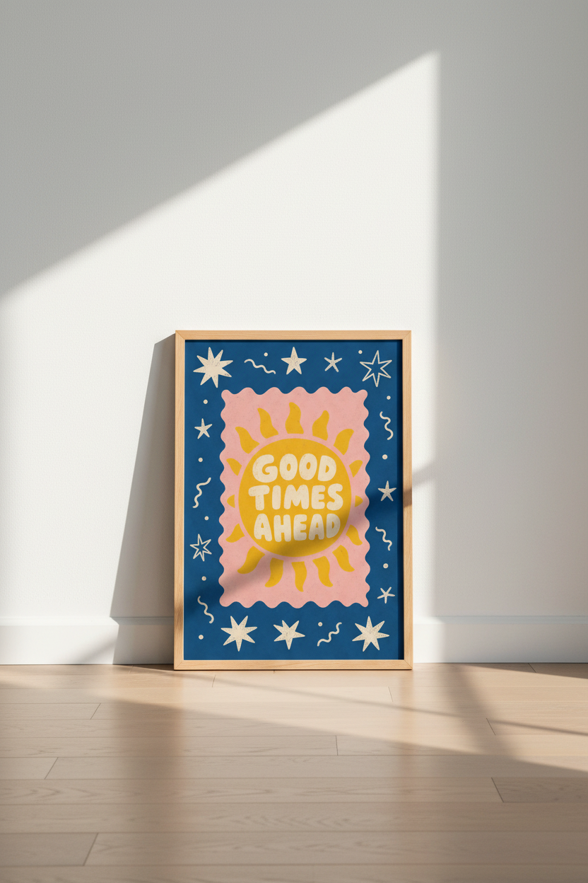 Sunburst Wall Art Print | Living Room Decor | Retro Poster