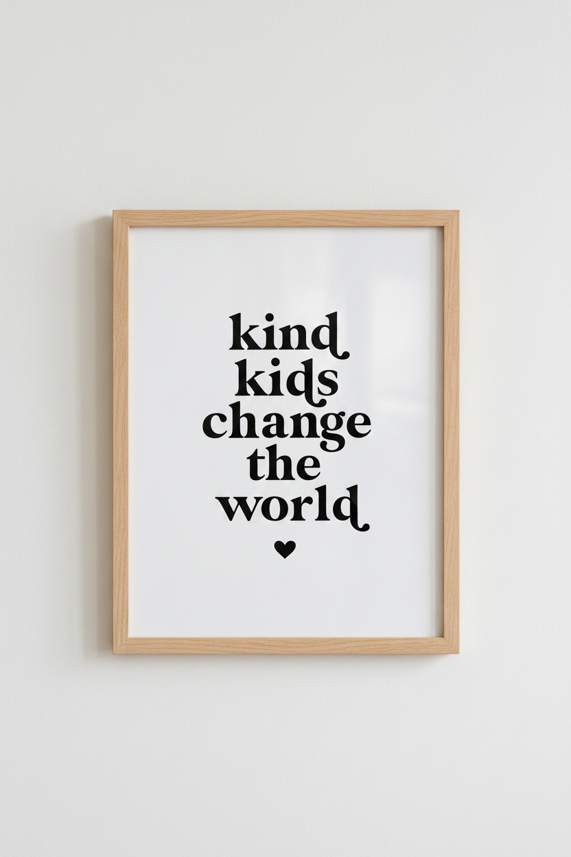 Kind Kids Change the World Wall Art | Nursery Decor | Minimalist Poster