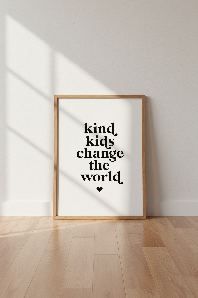 Kind Kids Change the World Wall Art | Nursery Decor | Minimalist Poster
