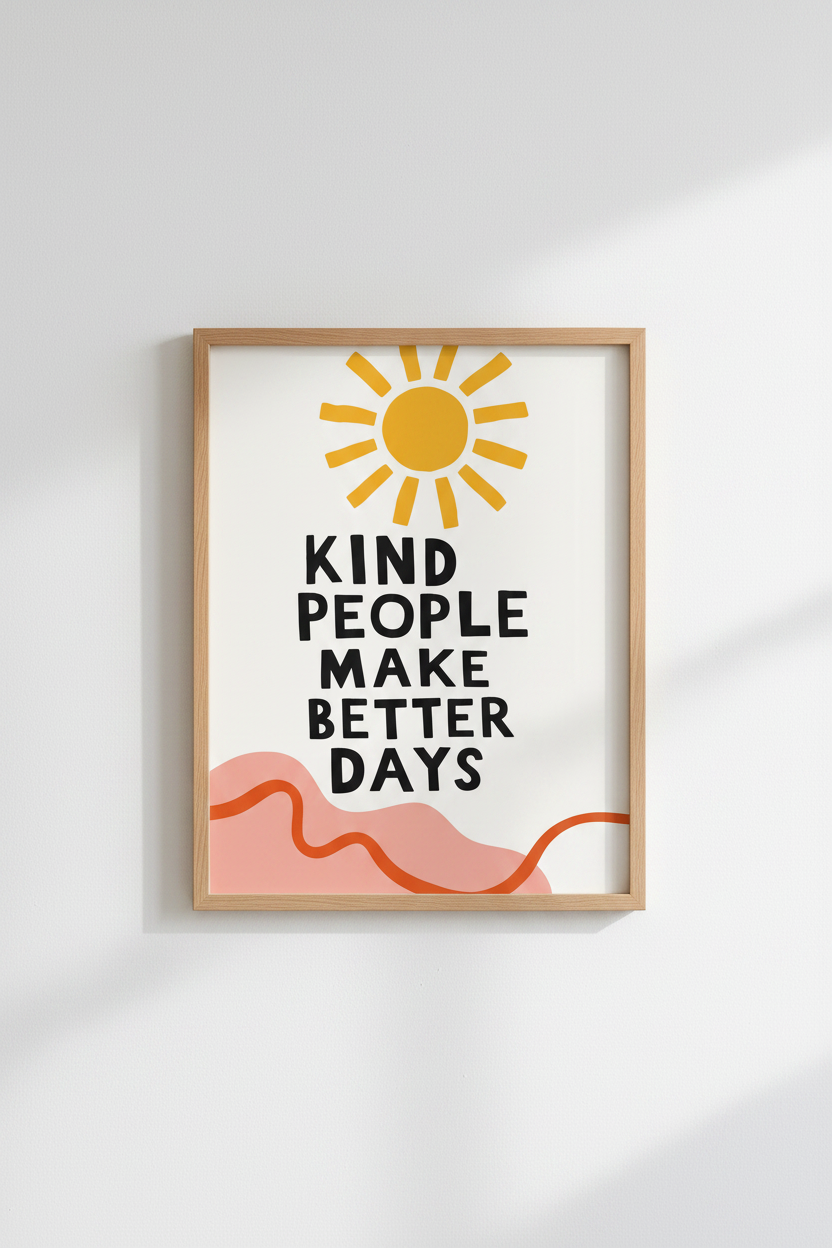 Boho Sunshine Wall Art Print | Kindness Quote Poster | Nursery &amp; Classroom Decor
