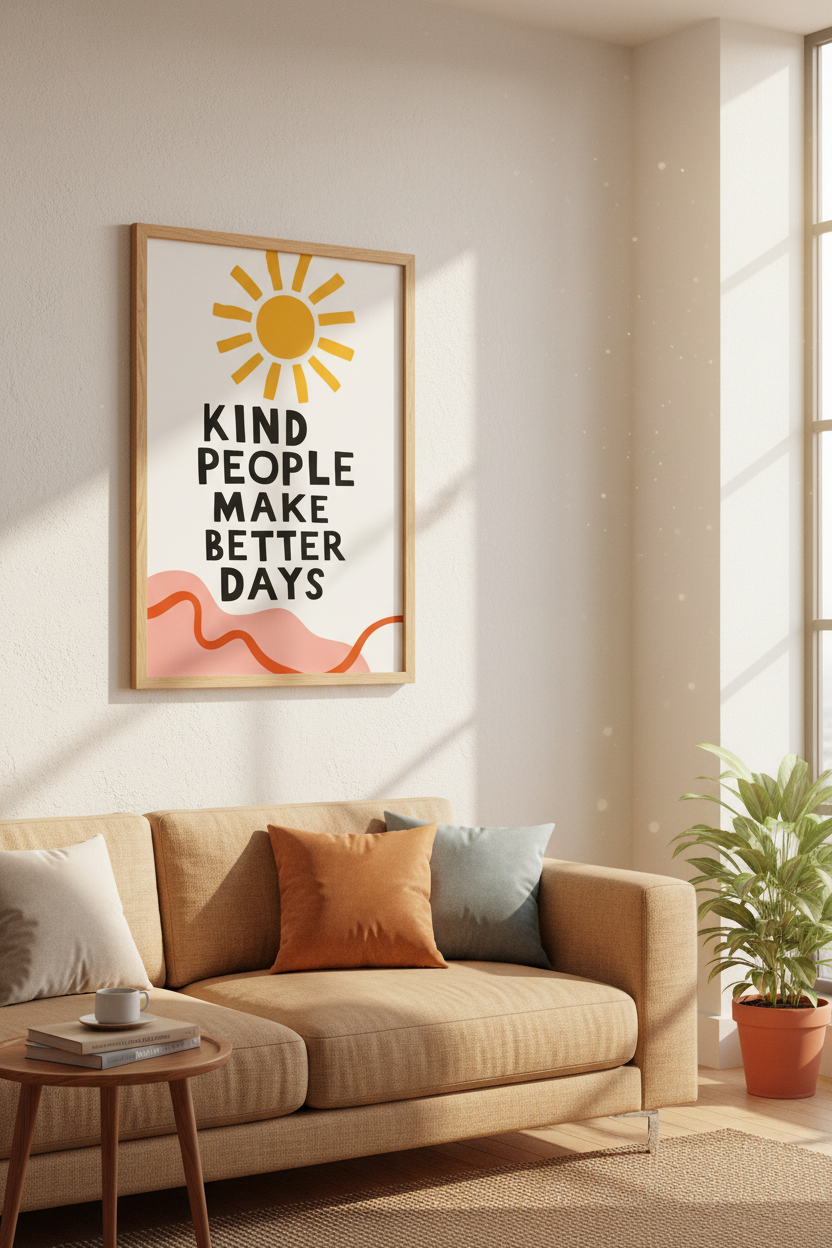 Boho Sunshine Wall Art Print | Kindness Quote Poster | Nursery &amp; Classroom Decor