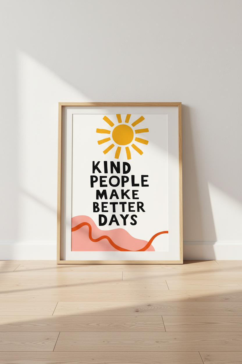 Boho Sunshine Wall Art Print | Kindness Quote Poster | Nursery &amp; Classroom Decor