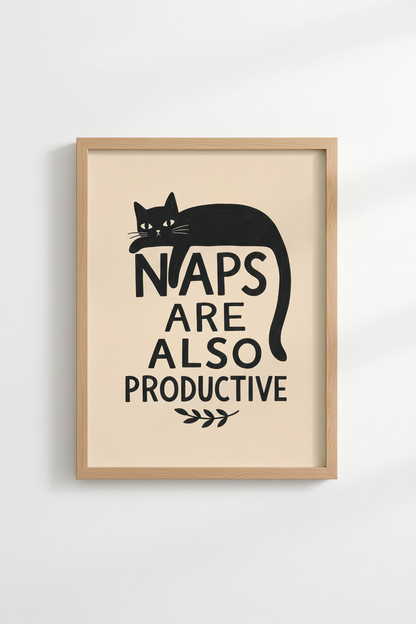 Black Cat Wall Art Print | Funny Cat Quote Poster, Bedroom or Office Decor