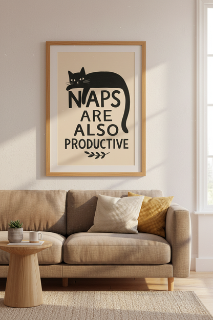 Black Cat Wall Art Print | Funny Cat Quote Poster, Bedroom or Office Decor