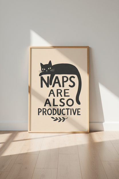 Black Cat Wall Art Print | Funny Cat Quote Poster, Bedroom or Office Decor