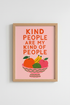 Kind People Wall Art Print | Colorful Fruit Quote Poster | Pink Kitchen Decor