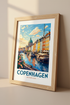 Copenhagen Denmark Travel Poster | Colorful Nyhavn Cityscape, Modern Nordic Wall Art