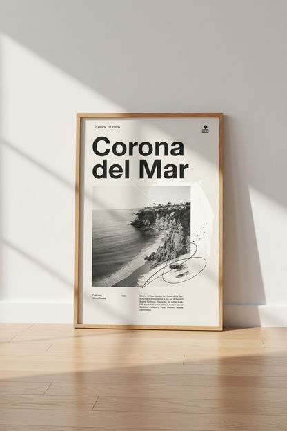 Corona del Mar California Poster | Minimalist Coastal Wall Art | Newport Beach Decor