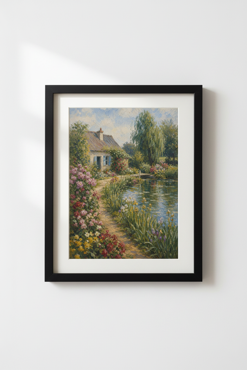 Impressionist Garden Wall Art Print | Cottage Decor | Serene Poster