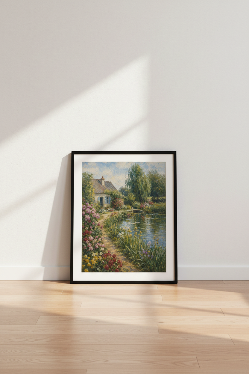 Impressionist Garden Wall Art Print | Cottage Decor | Serene Poster