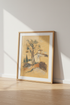 Vintage Villa Landscape | Earthy Neutral Sketch, Mediterranean Wall Art