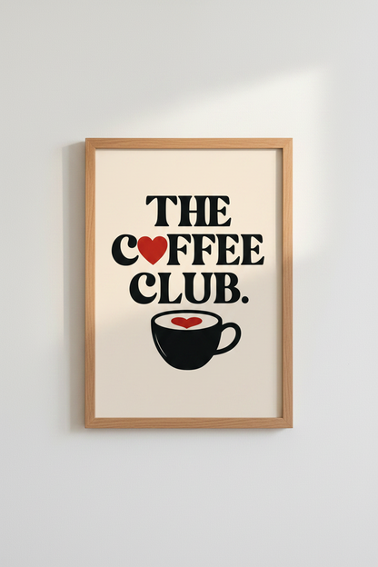 The Coffee Club Retro Print | Kitchen Wall Art | Minimalist Cafe Decor Poster