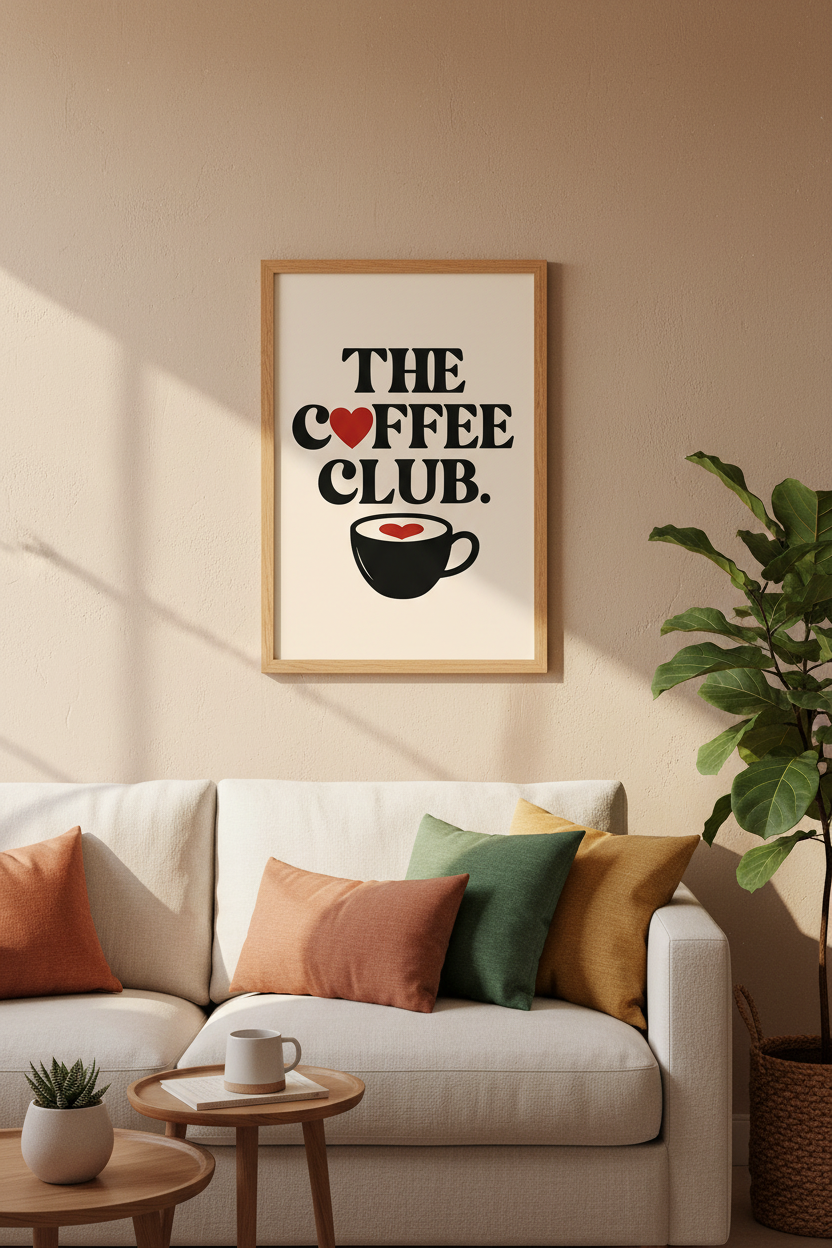 The Coffee Club Retro Print | Kitchen Wall Art | Minimalist Cafe Decor Poster