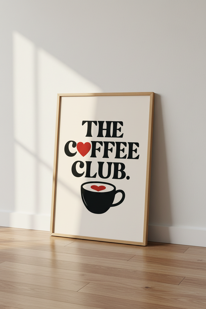 The Coffee Club Retro Print | Kitchen Wall Art | Minimalist Cafe Decor Poster