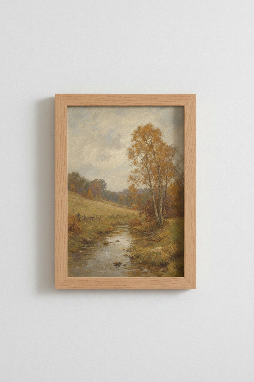 Autumn landscape art | Impressionist Fall Colors, Living Room Decor | Cozy Poster