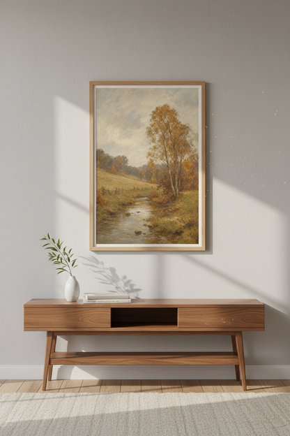 Autumn landscape art | Impressionist Fall Colors, Living Room Decor | Cozy Poster