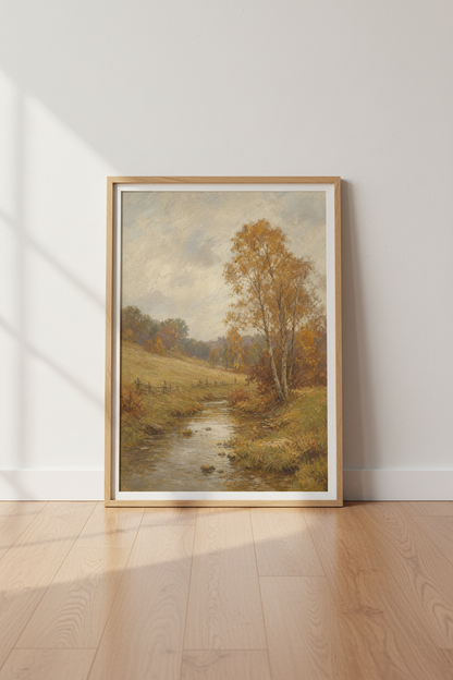 Autumn landscape art | Impressionist Fall Colors, Living Room Decor | Cozy Poster