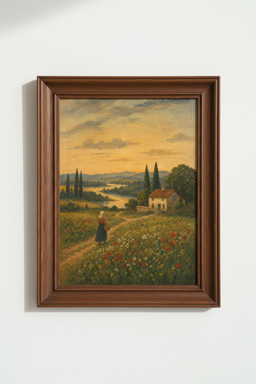 Pastoral Landscape Wall Art Print | Living Room Decor | Rustic Poster